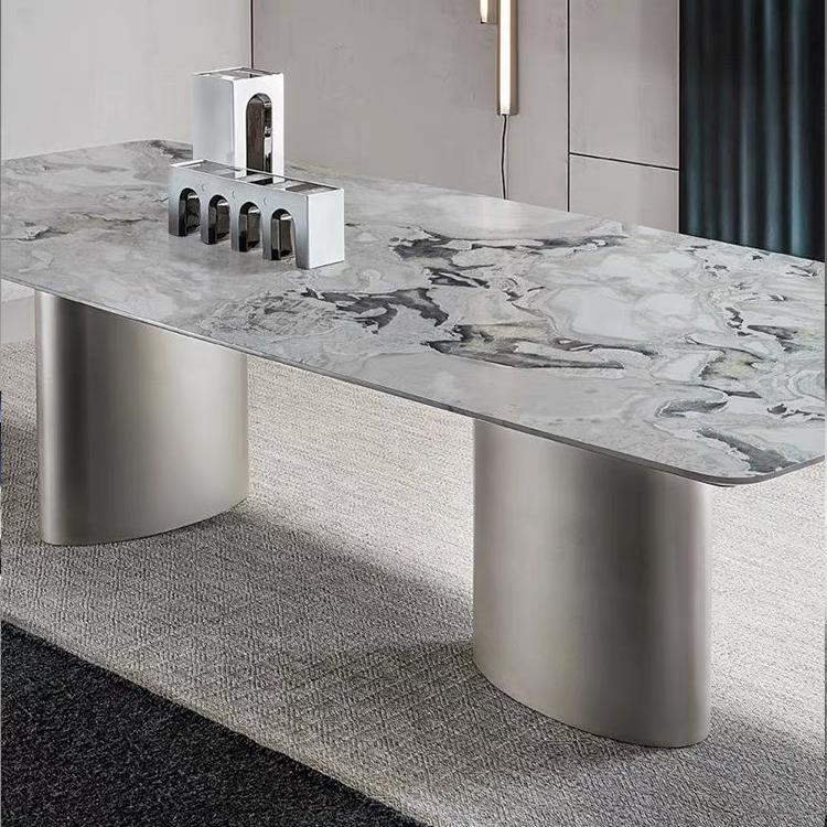 Rock plate dining table rectangular largesized dining table for 468 people.