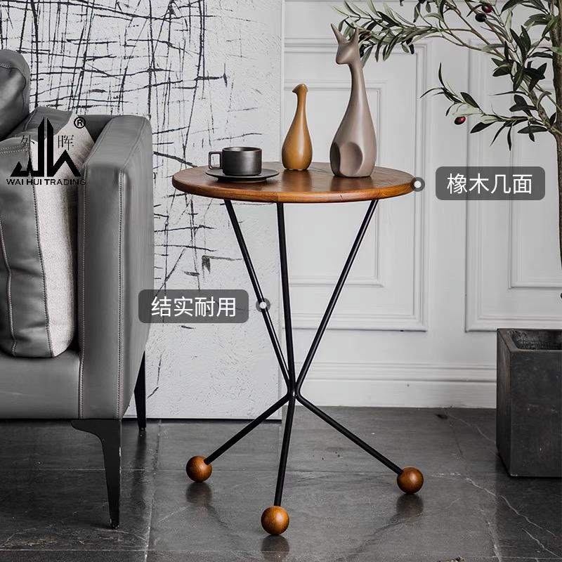 Living room luxury round solid wood mini table.