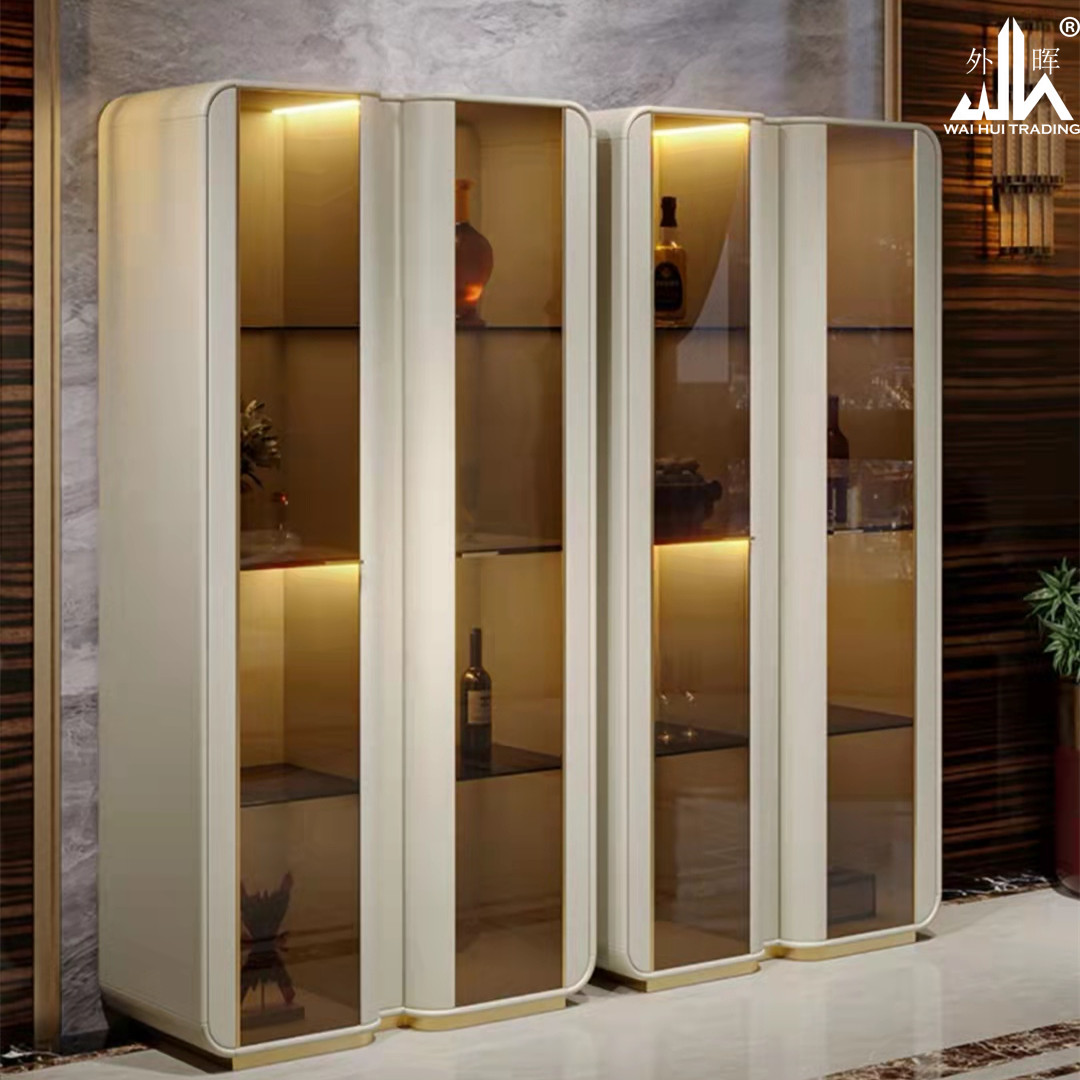 Light luxury wine cabinet against the wall