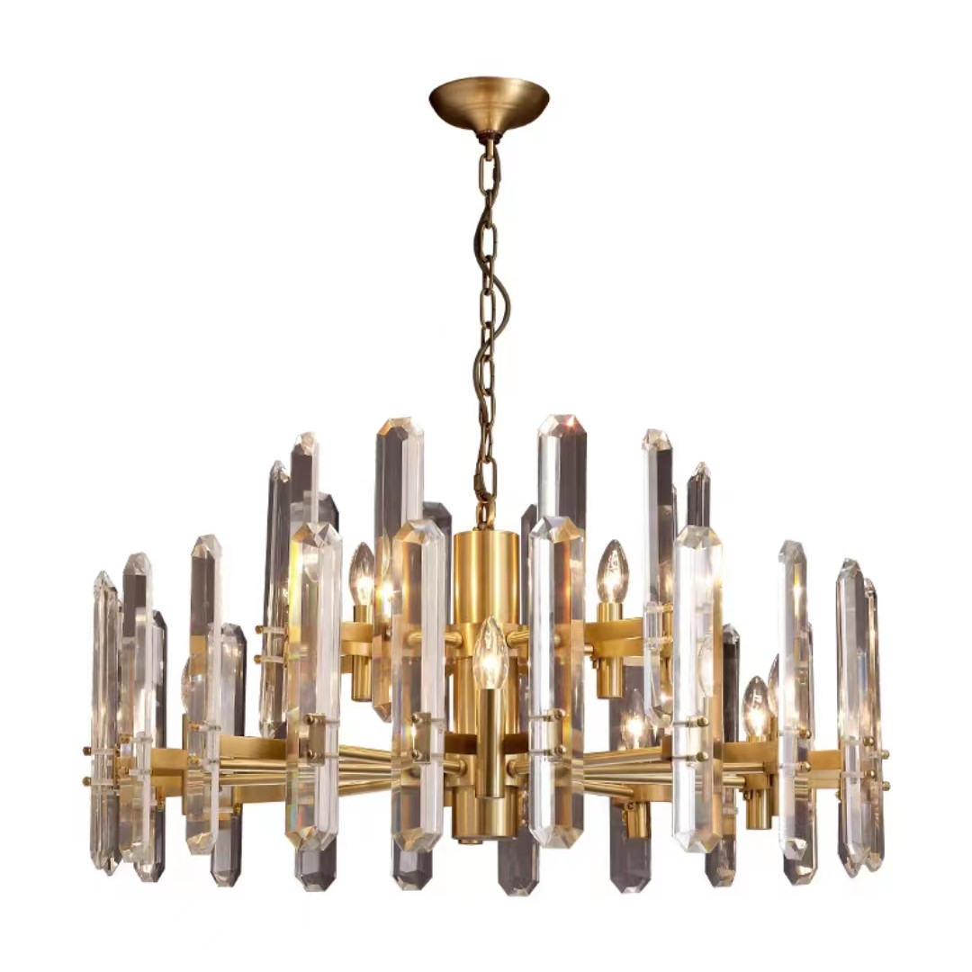 American light luxury copper crystal chandelier