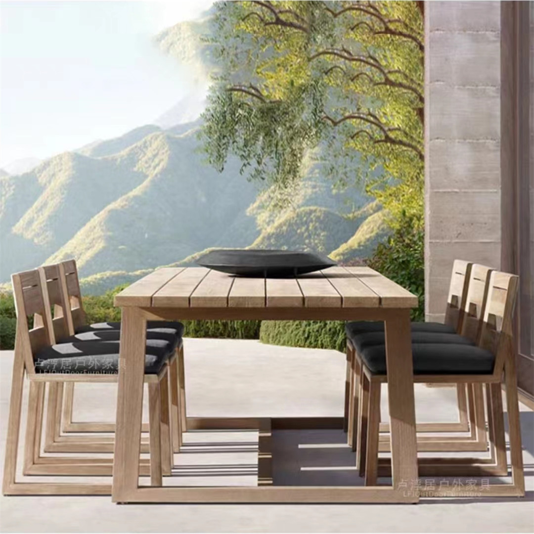 Outdoor solid wood dining table