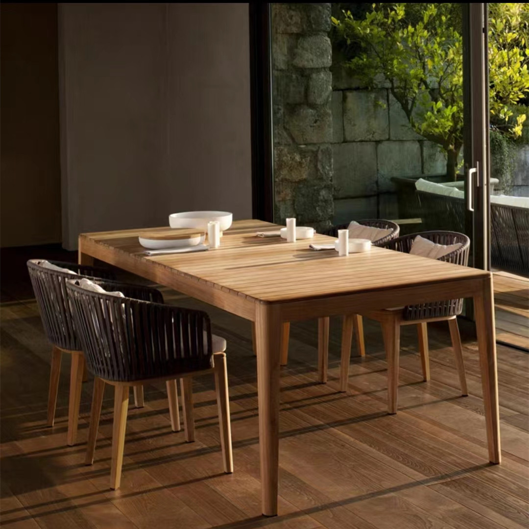 Outdoor solid wood dining table