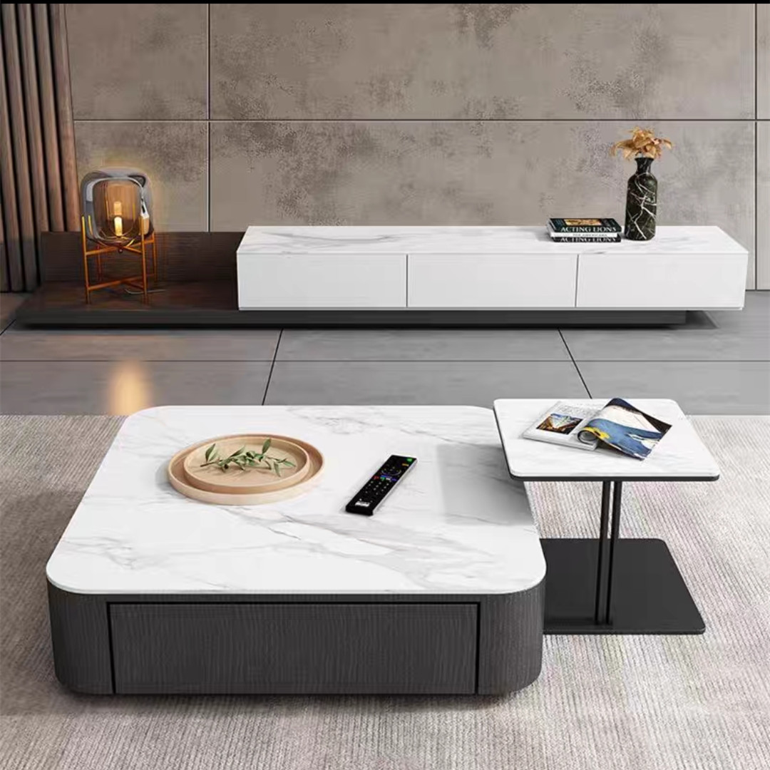 Modern luxury rock plate coffee table TV cabinet combination